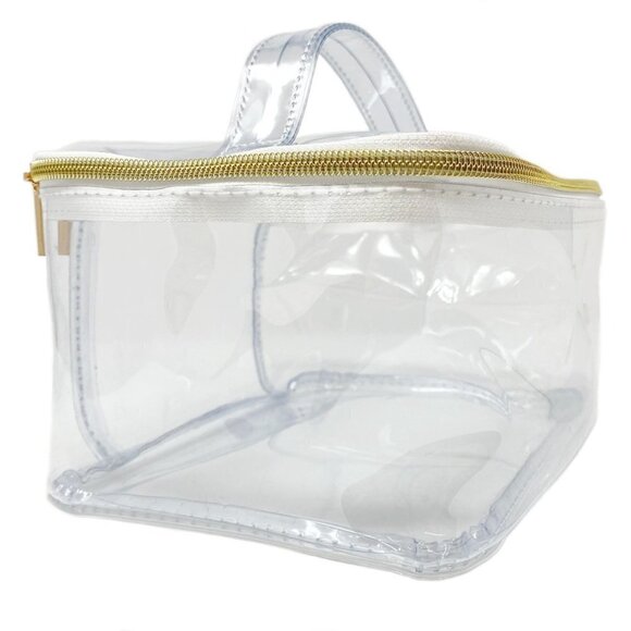 Transparent Cosmetic bag with gold zipper and top handle - Picture 1 of 2